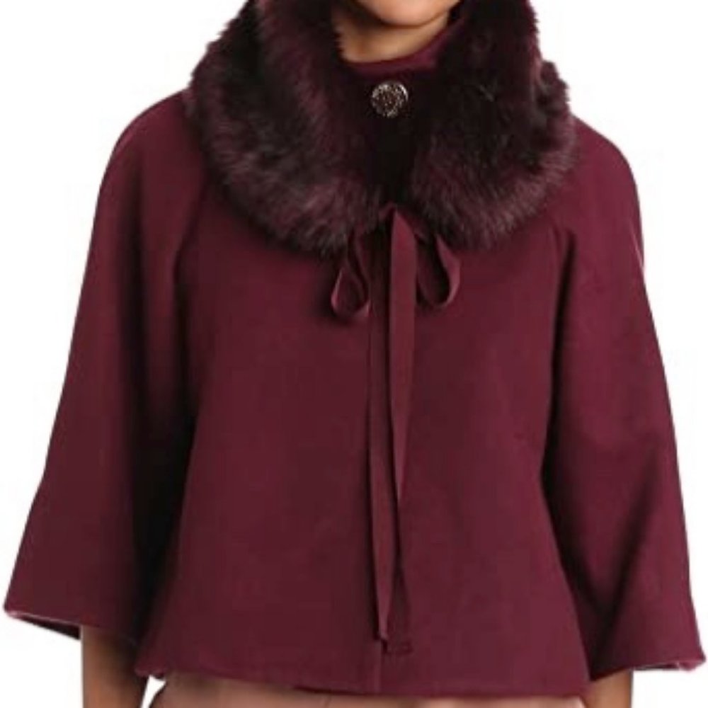 Tahari Outerwear Nadjia Faux Fur Colar Coat NWT